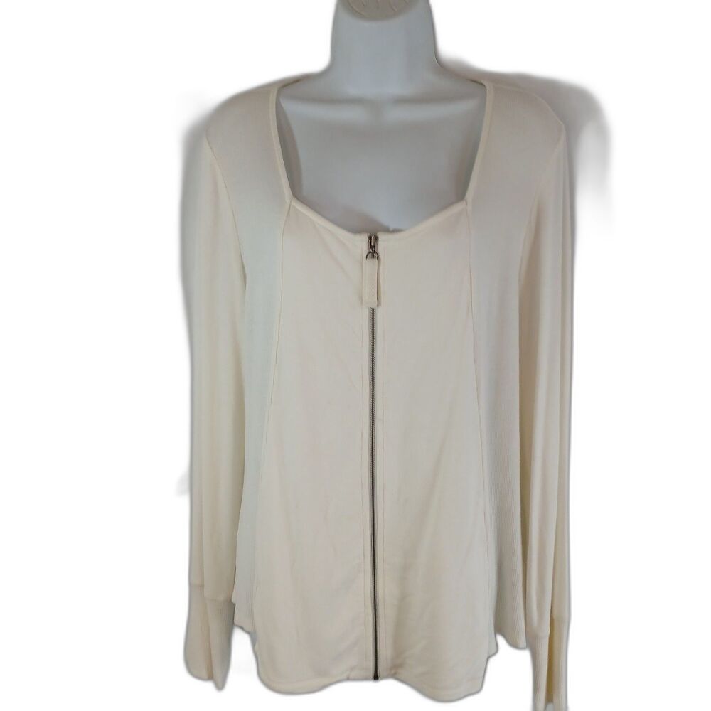 soft surroundings sweater Zip Ribbed  Square Neck Sz XL Casual Travel Leisure